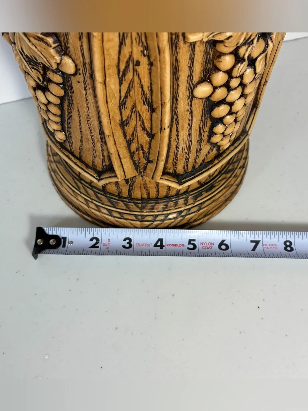 Mid Century Plastic Faux Wood Grain Cocktail Ice Bucket Brown Grapes MCM Retro